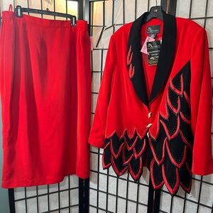 NWT! St Anthony Anthony Sicari Women’s Red/Black/Two-piece skirt suit Size 16W